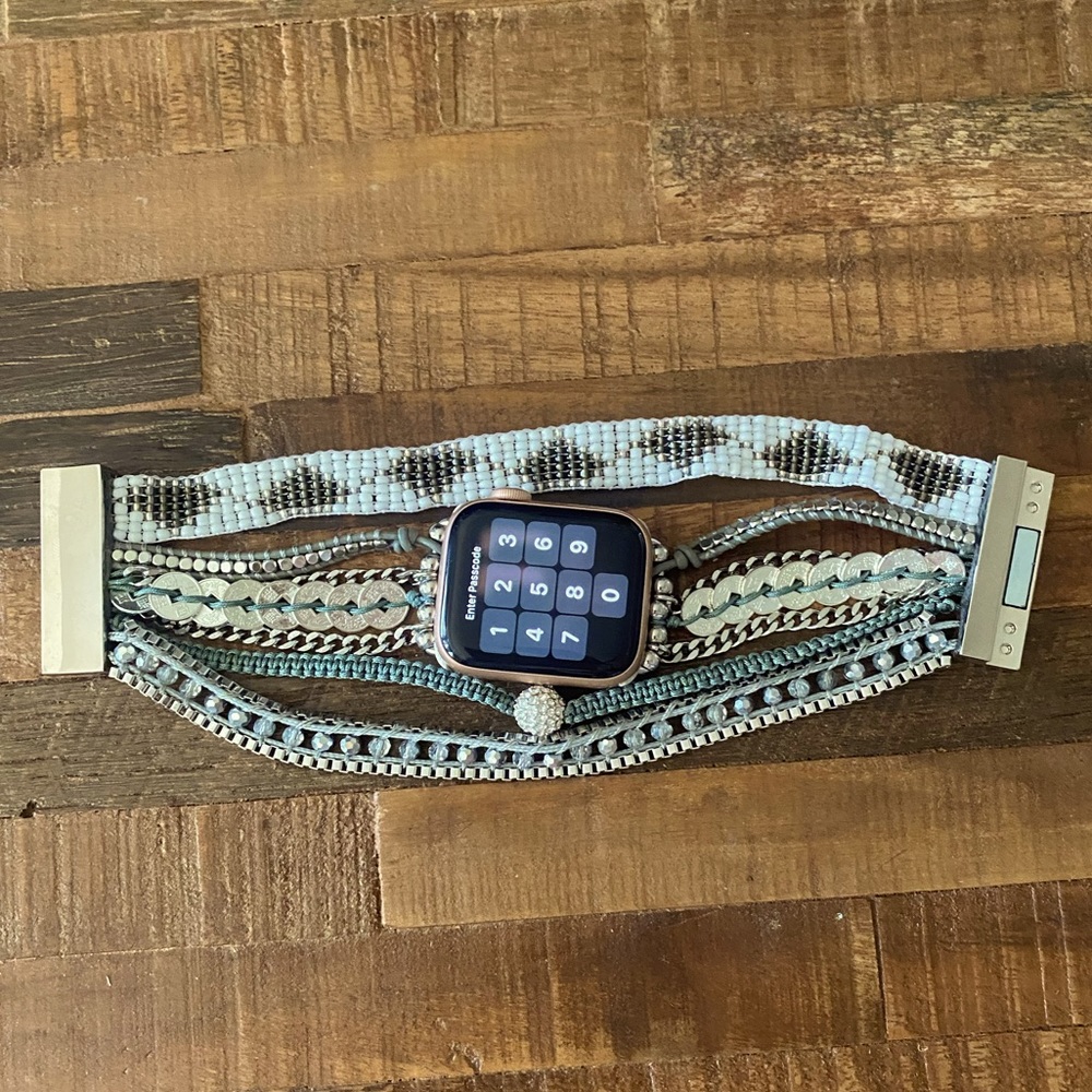 Victoria Emerson Mixed Media, Magnetic Silver Clasp, Apple Watch Cuff Bracelet.